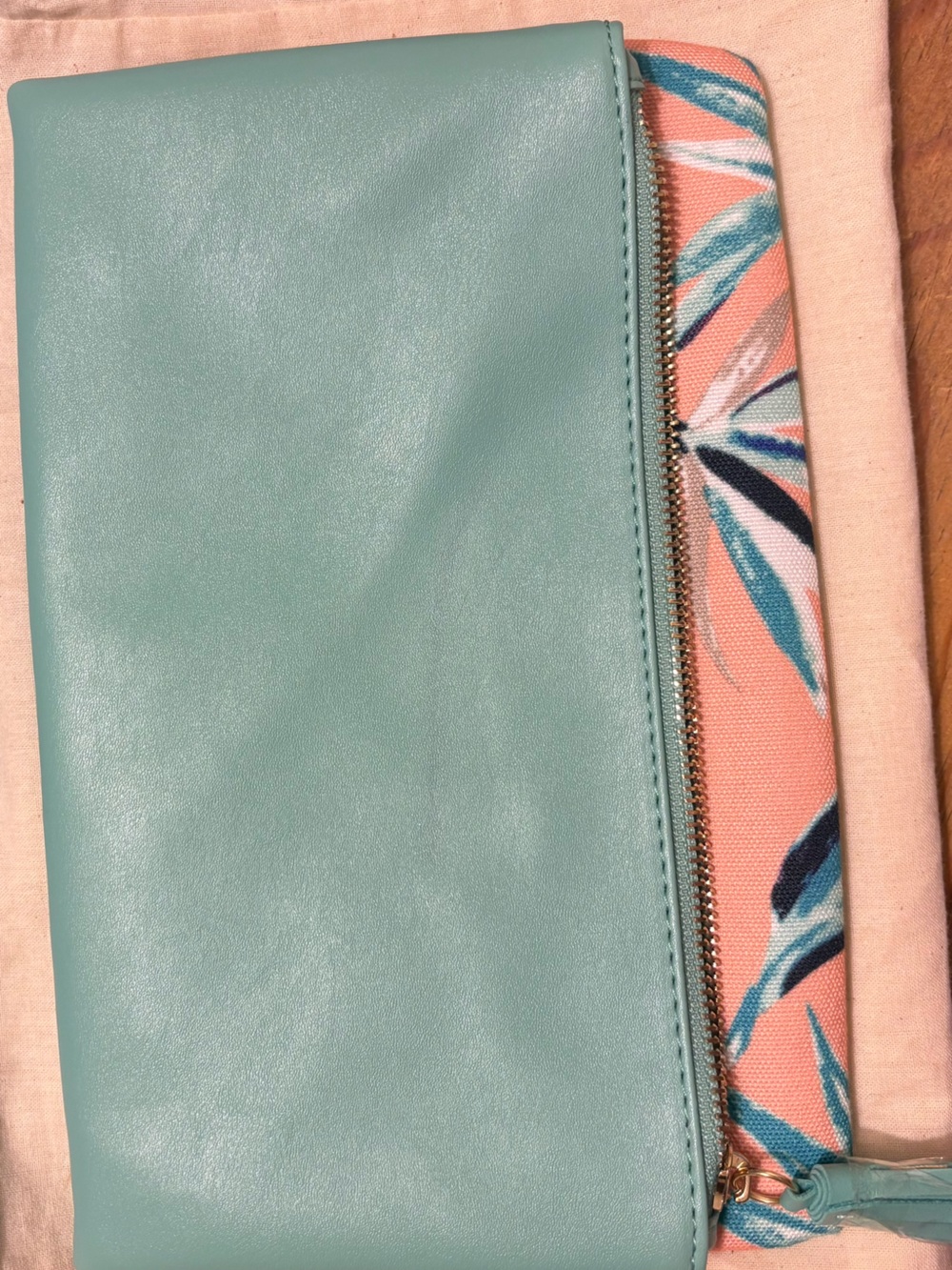 Rachel Pally Reversible  Teal and Coral Clutch- Paradise
